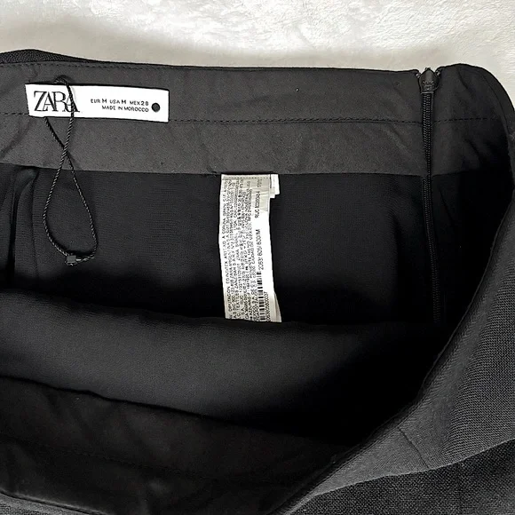 ZARA Collection NEW! Double Front Slits Black Wool Midi Straight Skirt--M - Picture 7 of 13